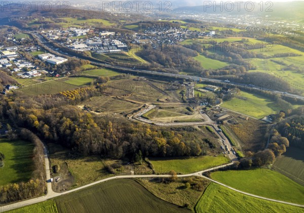 Aerial view, development of new industrial estate between Schwelmer Straß0e motorway A1,