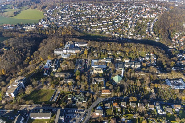 Aerial view, Overview Volmarstein, Protestant Church Martinskirche, Orthopaedic Clinic of the