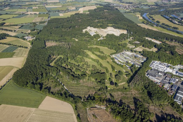 Aerial photo, TÜV NORD test centre Wickede Werl, Relax power station, Golfclub-Werl golf course,