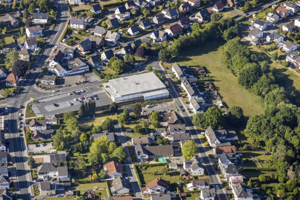 Aerial view, new Netto store, Waltringer Weg, Wickede (Ruhr), North Rhine-Westphalia, Germany