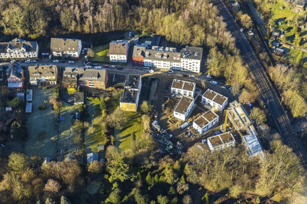 Aerial view, construction site and new development area Wohnen Am Park, Ledderken, Witten-Mitte,