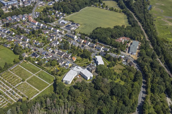 Aerial view, new Haus Buschey retirement home, Lutherhaus nursing home, Bommern, Witten,