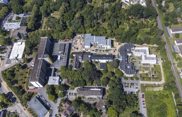 Aerial view, Protestant Hospital Witten, retirement centre at the Schwesternpark Feierabendhäuser,