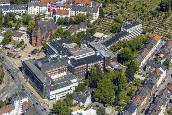 Aerial view, Marien Hospital Witten, St Mary's Church, Catholic cemetery at St Mary's Church,
