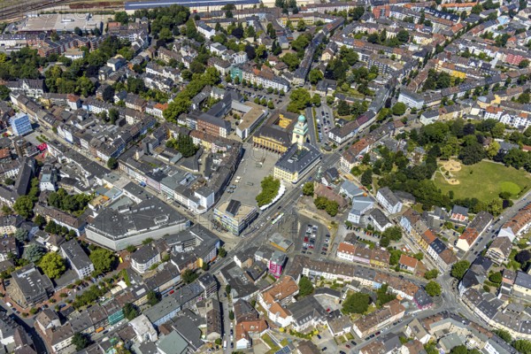 Aerial view, Galeria Karstadt Kaufhof, Witten town hall, Schiller-Gymnasium, Johanniskirche,