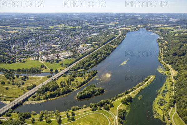 Aerial view, Lake Kemnader, view of Herbede, Witten, Ennepe-Ruhr district, Ruhr area, North