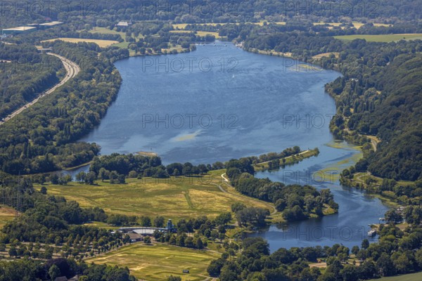 Aerial view, Lake Kemnader, Witten, Ennepe-Ruhr district, Ruhr area, North Rhine-Westphalia,