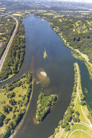 Aerial view, Lake Kemnader, Witten, Ennepe-Ruhr district, Ruhr area, North Rhine-Westphalia,