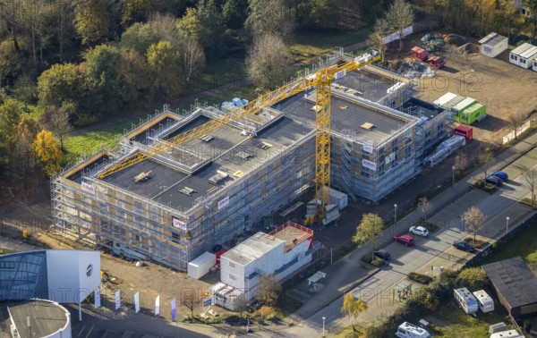 Aerial view, Witten/Herdecke University, new library building campus, Annen, Witten, Ruhr area,
