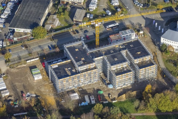 Aerial view, Witten/Herdecke University, new library building campus, Annen, Witten, Ruhr area,