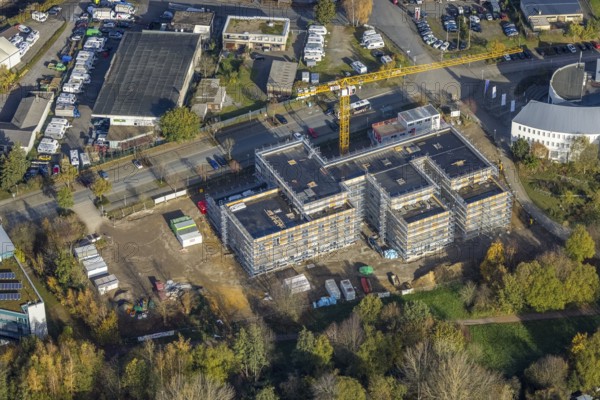 Aerial view, Witten/Herdecke University, new library building campus, Annen, Witten, Ruhr area,