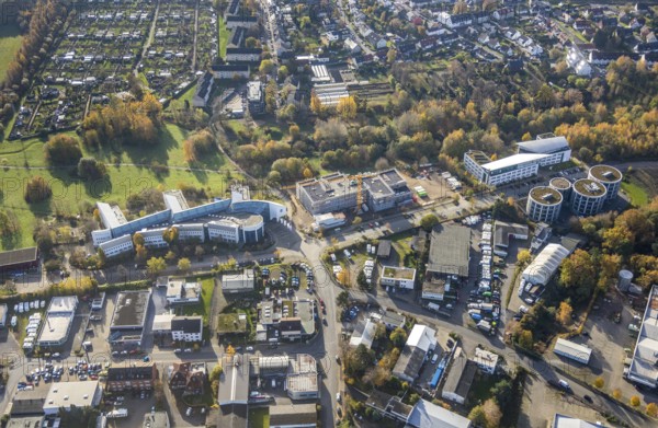 Aerial view, Witten/Herdecke University, new library building campus, Annen, Witten, Ruhr area,
