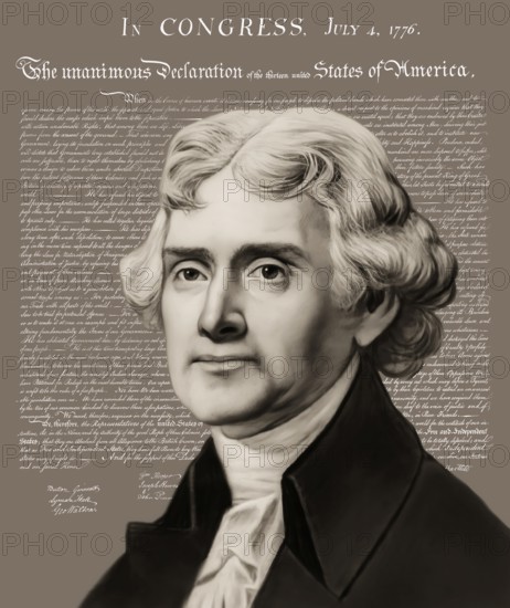 Portrait of Thomas Jefferson, 1743 - 1826, third president of the United States and principal