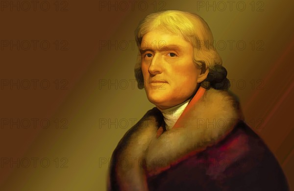 Portrait of Thomas Jefferson, 1743 - 1826, third president of the United States and principal