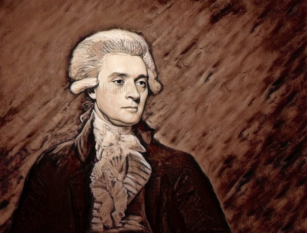 Portrait of Thomas Jefferson, 1743 - 1826, third president of the United States and principal