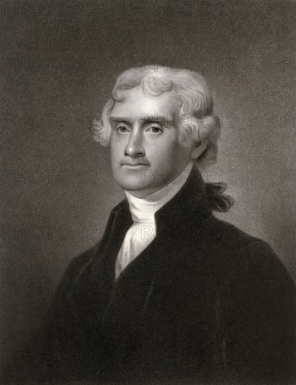 Portrait of Thomas Jefferson, 1743 - 1826, third president of the United States and principal
