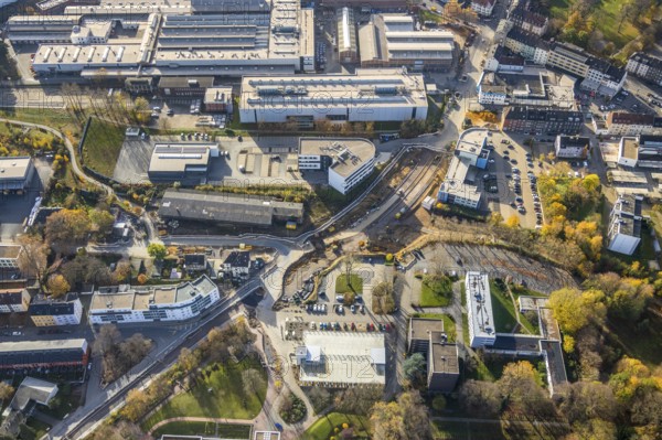 Aerial view, construction site, extension of Pferdebachstraße, Witten-Ost development area, former