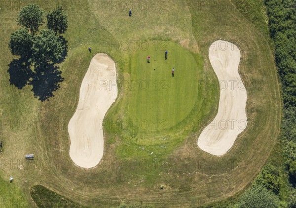Aerial view, golf course golf club Op de Niep, Neukirchen-Vluyn, Lower Rhine, North