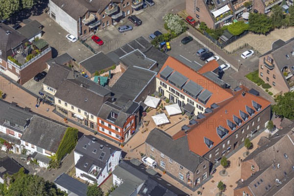 Aerial view, village Neukirchen, public library, Neukirchen-Vluyn, Lower Rhine, North