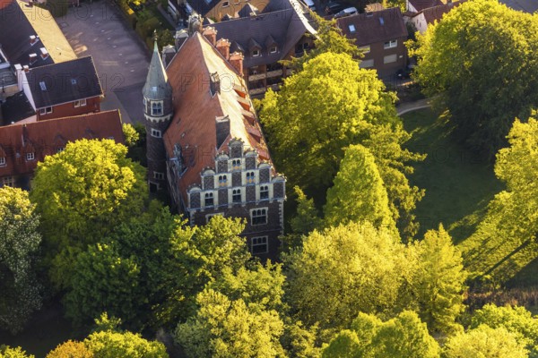 Aerial view, Wolbeck Castle, Drostenhof, Wolbecker Park, Am Steintor, Münster, Münsterland, North