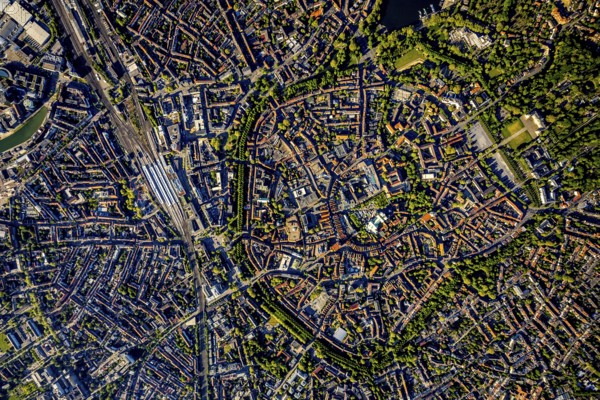 Aerial view, Old Town, Promenadenring, St Paul's Cathedral, Cathedral SquarePaulus-Dom, Domplatz,