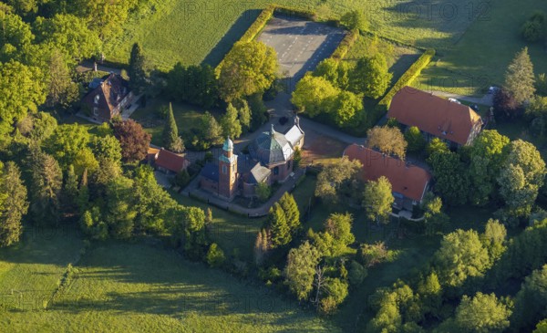 Aerial view, catholic Dyckburg church, Münster, Münsterland, North Rhine-Westphalia, Germany, place