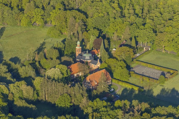 Aerial view, catholic Dyckburg church, Münster, Münsterland, North Rhine-Westphalia, Germany, place