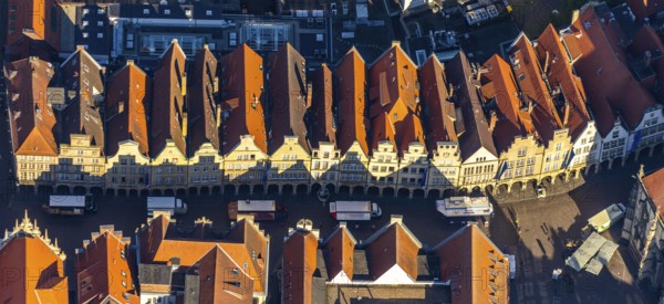 Aerial view, Prinzipalmarkt, gabled houses, Münster, Münsterland, North Rhine-Westphalia, Germany,