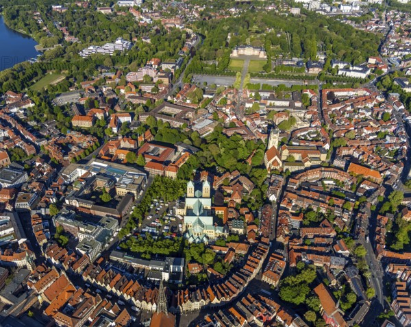 Aerial view, Old Town, Promenadenring, Prinzipalmarkt, St Paul's Cathedral, Cathedral