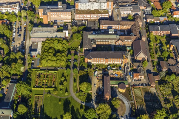Aerial view, Motherhouse Garden, St. Franziskus-Hospital, Franciscan Sisters Münster St. Mauritz,