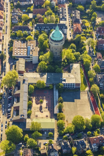 Aerial view, water tower Münster-Geistviertel, Städtisches Wilhelm-Hittorf-Gymnasium, Münster,