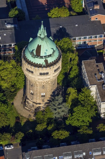 Aerial view, water tower Münster-Geistviertel, Münster, Münsterland, North Rhine-Westphalia,