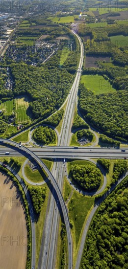Aerial view, motorway junction Münster-Süd, motorway A1, motorway A43, Münster, Münsterland, North