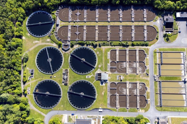 Aerial view, main sewage treatment plant Coerde, Münster, Münsterland, North Rhine-Westphalia,