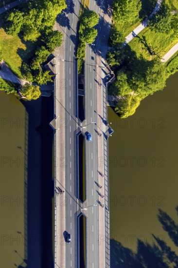 Aerial view, Tormin bridge over the Aasee, Münster, Münsterland, North Rhine-Westphalia, Germany,