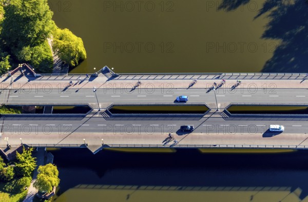 Aerial view, Tormin bridge over the Aasee, Münster, Münsterland, North Rhine-Westphalia, Germany,