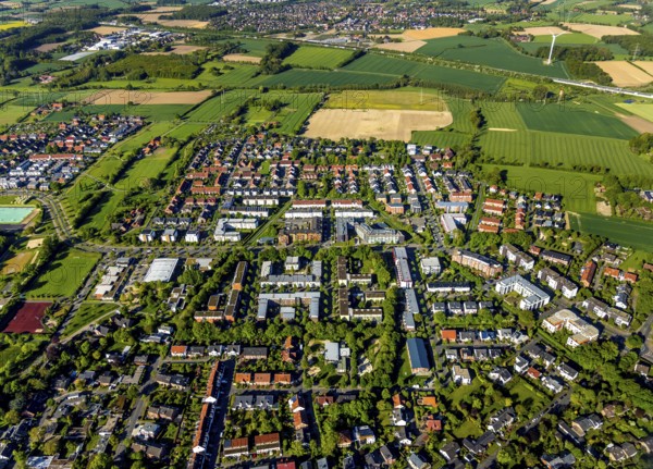 Aerial view, view of Gievenbeck, Auenviertel, THE FLAG GIEVENBECK student residences, Münster,