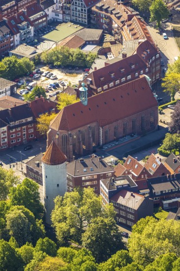 Aerial view, Protestant University Church, Buddenturm, Münster, Münsterland, North