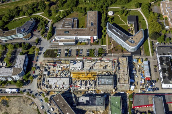 Aerial view, city centre district Zentrum-Nord, construction site residential quarters