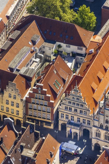 Aerial view, Prinzipalmarkt, gabled houses, Münster, Münsterland, North Rhine-Westphalia, Germany,