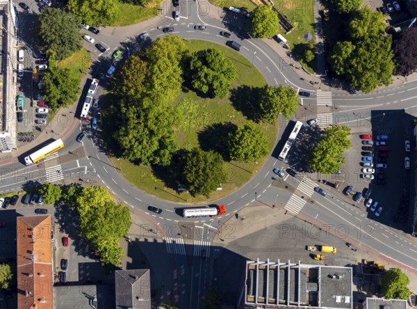 Aerial view, Ludgerikreisel, roundabout Ludgeriplatz, Münster, Münsterland, North Rhine-Westphalia,