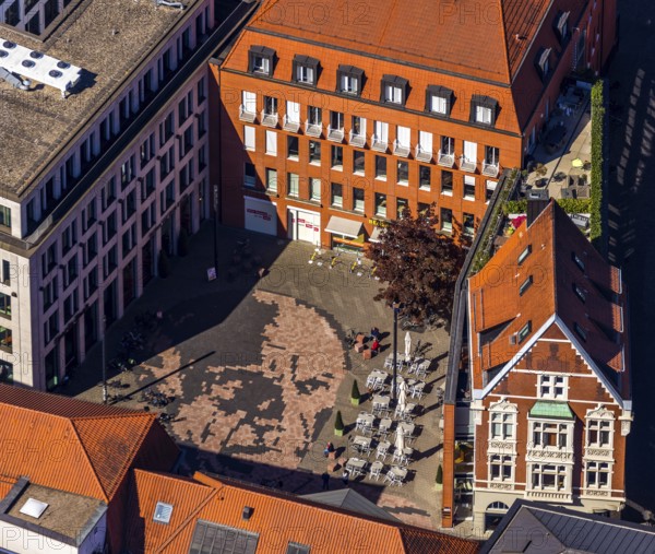 Aerial view, Picasso Square, Picasso portrait, Münster, Münsterland, North Rhine-Westphalia,