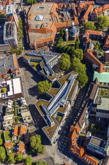Aerial view, GALERIA Karstadt and shopping centre, Clemenskirche, Münster, Münsterland, North