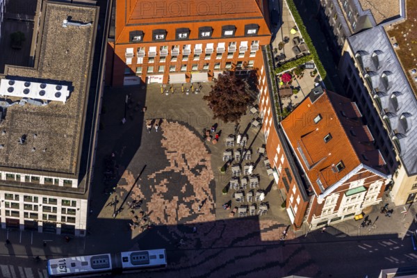 Aerial view, Picasso Square, Picasso portrait, Münster, Münsterland, North Rhine-Westphalia,