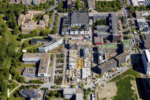 Aerial view, city centre district Zentrum-Nord, construction site residential quarters