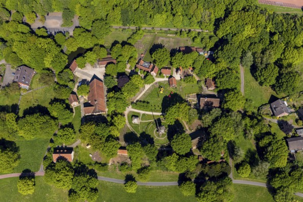 Aerial view, Mühlenhof-Freilichtmuseum Münster, mill, Münster, Münsterland, North Rhine-Westphalia,