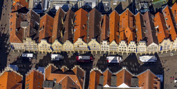 Aerial view, old town, Prinzipalmarkt, gabled houses, Münster, Münsterland, North Rhine-Westphalia,
