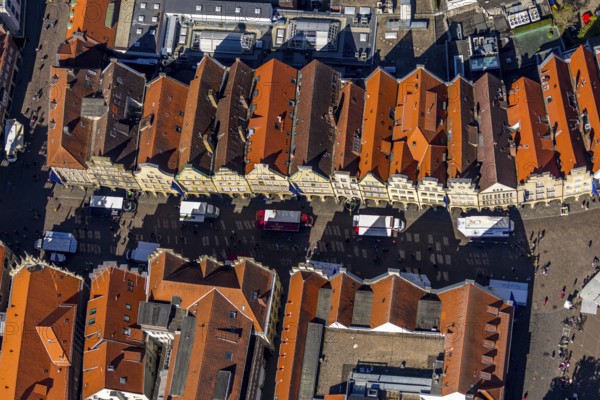 Aerial view, old town, Prinzipalmarkt, gabled houses, Münster, Münsterland, North Rhine-Westphalia,