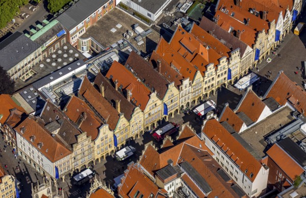 Aerial view, old town, Prinzipalmarkt, gabled houses, Münster, Münsterland, North Rhine-Westphalia,
