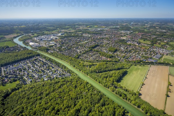 Aerial view, Hiltrup Canal Island, BASF Coatings plant site, Dortmund-Ems Canal, Dortmund-Ems Canal